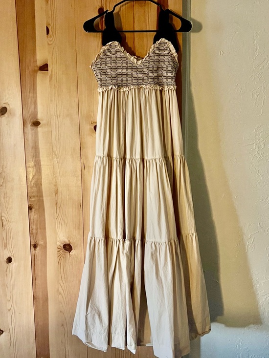 Free People Dresses & Skirts - Cream Smocked Tiered Maxi Dress with Black Straps Free People size XS